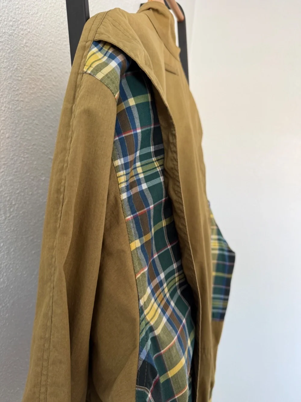 Rodier Hommes Vintage Bomber Jacket – Olive with Plaid Lining - Picture 8 of 8